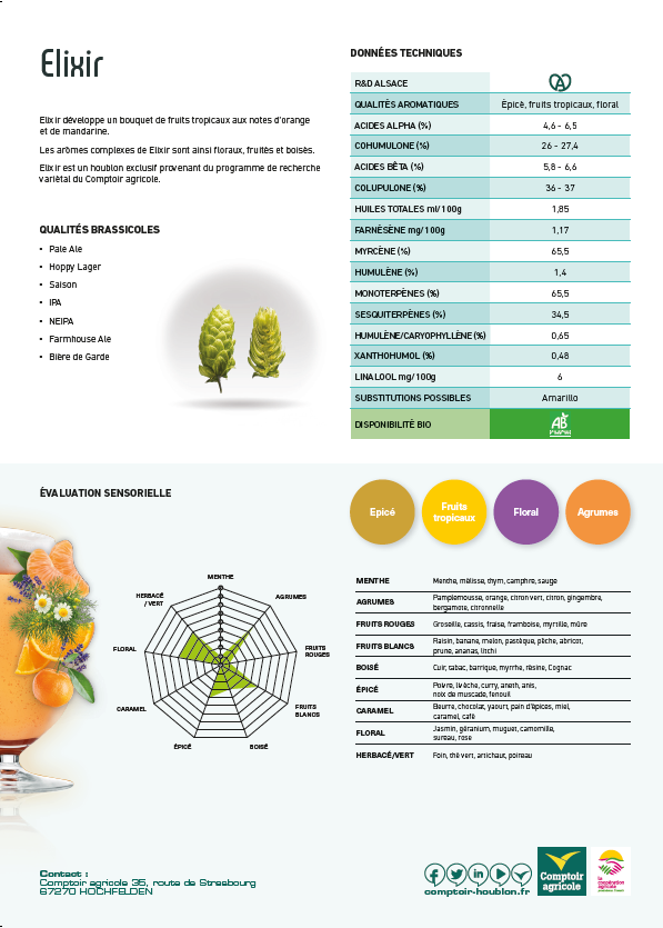 Fiche technique variété houblon elixir